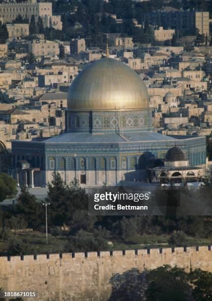 Temple Mount with the Dome of the Rock shrine in Jerusalem, Israel, 1978.