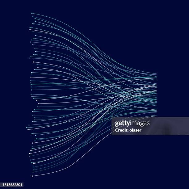 data traffic in fibers joining together - data collection stock illustrations