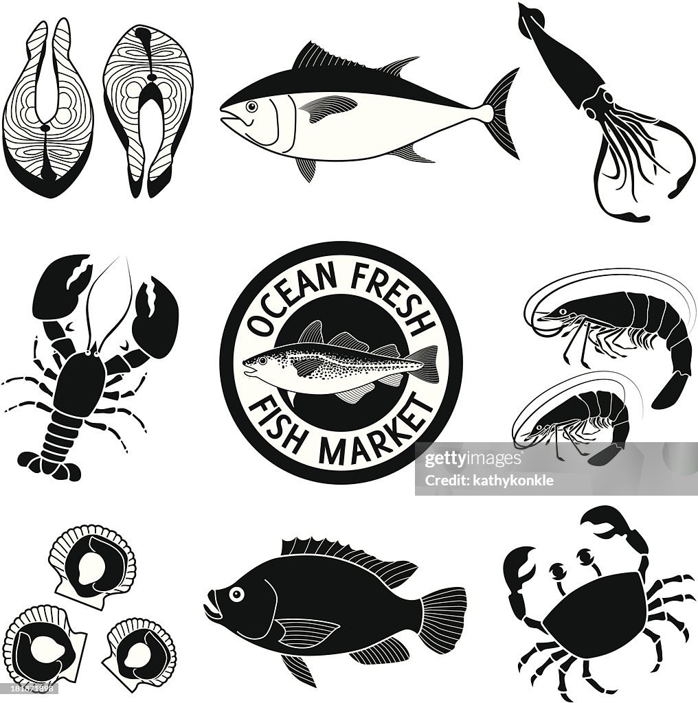 Seafood icon set