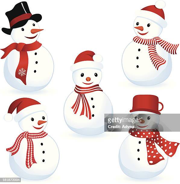 bildbanksillustrationer, clip art samt tecknat material och ikoner med happy snowman - snögubbe