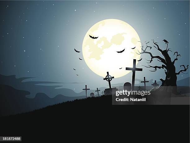 graveyard - horror stock illustrations