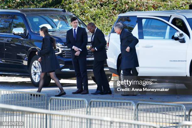 Sen. Jon Ossoff and Sen. Raphael Warnock arrive for a tribute service for former first lady Rosalynn Carter at Glenn Memorial United Methodist Church...