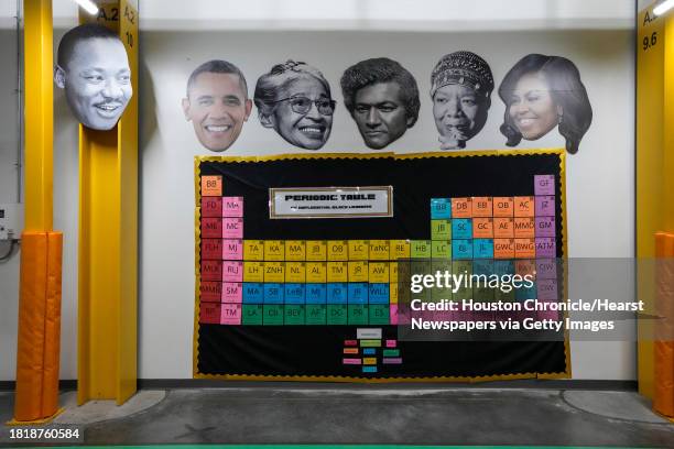 Wall featuring famous African Americans are on display at the Amazon HOU6 Fulfillment Center on Monday, Nov. 27, 2023 in Richmond. Employees pick,...