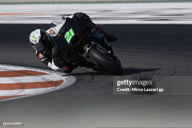 Franco Morbidelli of Italy and Pramac Racing Team rounds the bend during the MotoGP Test in Valencia at Ricardo Tormo Circuit on November 28, 2023 in...