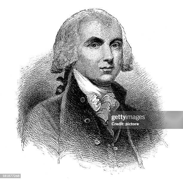james madison,4th president of united states - james madison us president stock illustrations