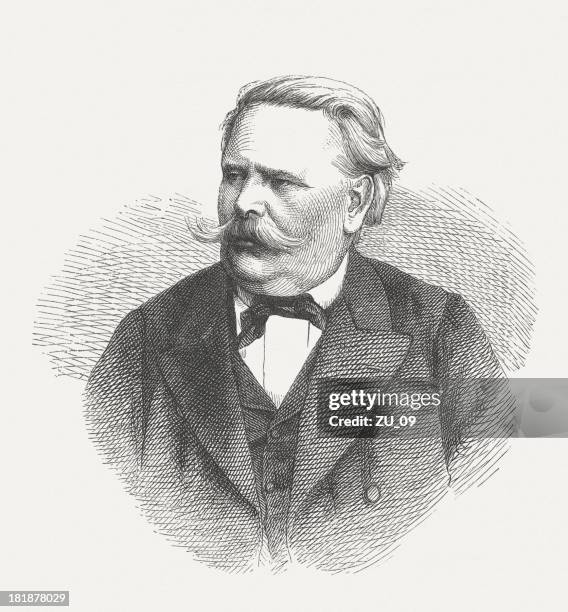 moritz von schwind (1804-1871), austrian painter, wood engraving, published 1882 - interior designer portrait stock illustrations
