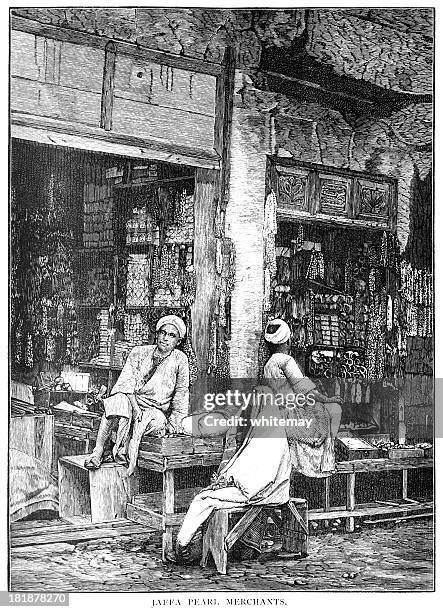 Jaffa Pearl Merchants Victorian Engraving High-Res Vector Graphic