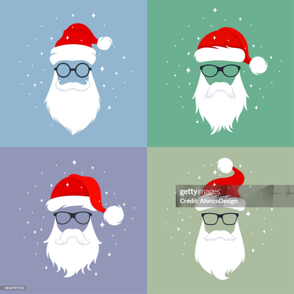 Santa Variations Four Variations Capturing The Essence Of Santas Distinctive Hats And ...