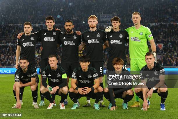 Celtic play during the UEFA Champions League match between SS Lazio and Celtic FC at Stadio Olimpico on November 28, 2023 in Rome, Italy.