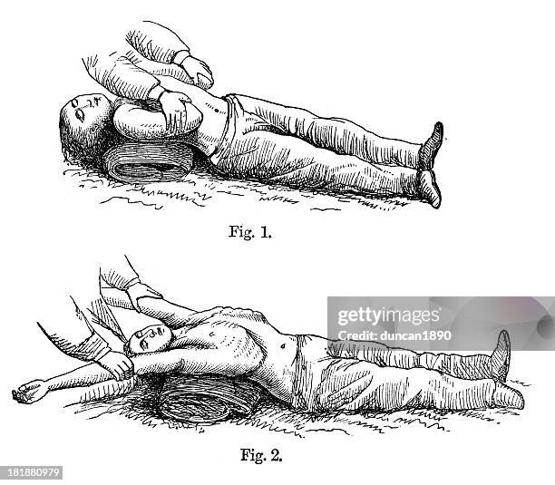 ilustraciones, imágenes clip art, dibujos animados e iconos de stock de motivar un ahogamiento víctima - reanimación cardiopulmonar