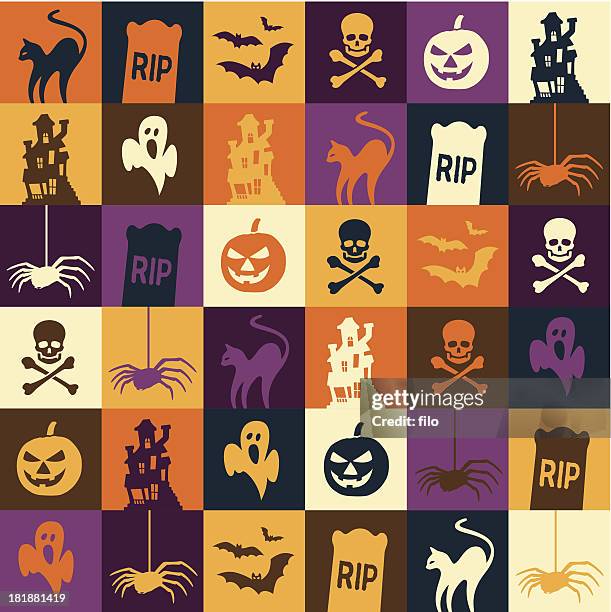 ilustraciones, imágenes clip art, dibujos animados e iconos de stock de halloween patrón - cartoon halloween