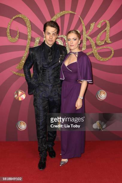 Herman Tommeraas and Alicia Agneson attend the Warner Bros. Pictures World Premiere of "Wonka" at The Royal Festival Hall on November 28, 2023 in...
