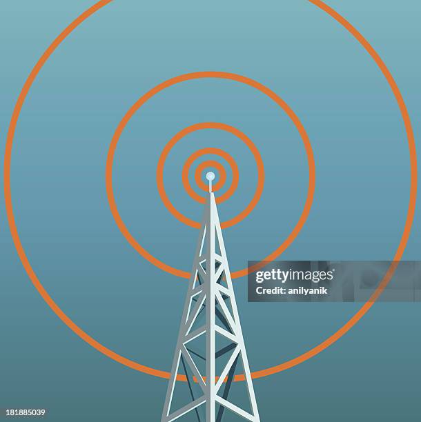 stockillustraties, clipart, cartoons en iconen met radio tower - radio waves