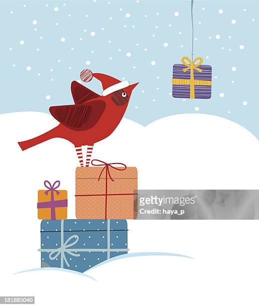 ilustrações de stock, clip art, desenhos animados e ícones de cardeal e uma caixa de oferta - blue cardinal bird