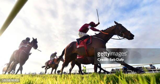 Meath , Ireland - 3 December 2023; King Of Kingsfield, with Jordan Gainford up, on their way to finishing second in the Bar One Racing Royal Bond...