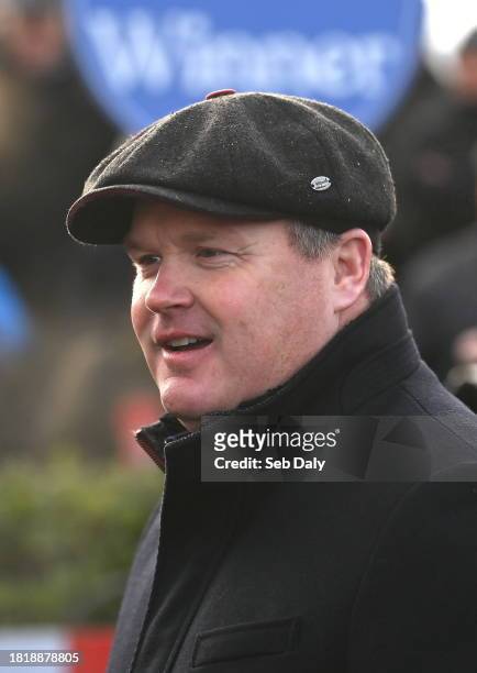 Meath , Ireland - 3 December 2023; Trainer Gordon Elliott after sending out Farren Glory to win the Bar One Racing Royal Bond Novice Hurdle during...