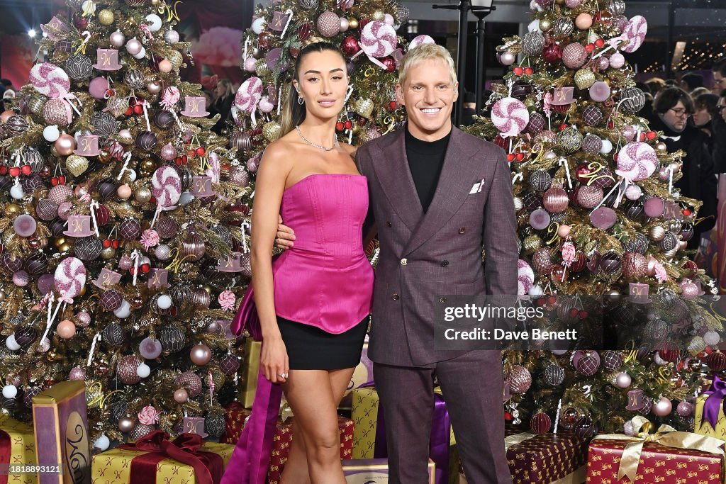 Sophie Habboo and Jamie Laing attend the World Premiere of "Wonka" at