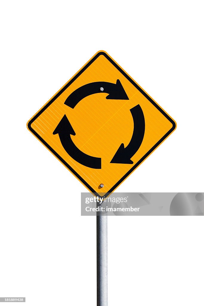 Sign Example Roudnabout Road Sign Roundabout Isolated On White Background Copy Space High-Res ...