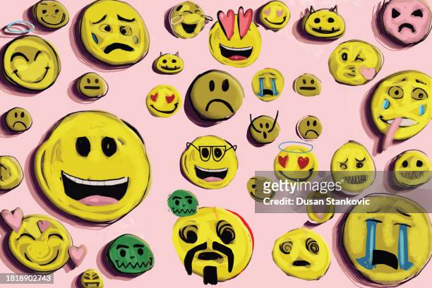 emoticons - emotional intelligence stock illustrations