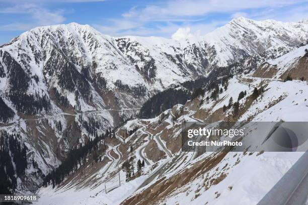 The Pir Panjal range is covered in snow in Poonch, India, on December 3, 2023.