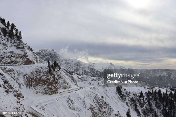 The Pir Panjal range is covered in snow in Poonch, India, on December 3, 2023.