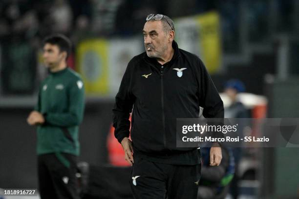 Lazio head coach Maurizio Sarri during the UEFA Champions League match between SS Lazio and Celtic FC at Stadio Olimpico on November 28, 2023 in...