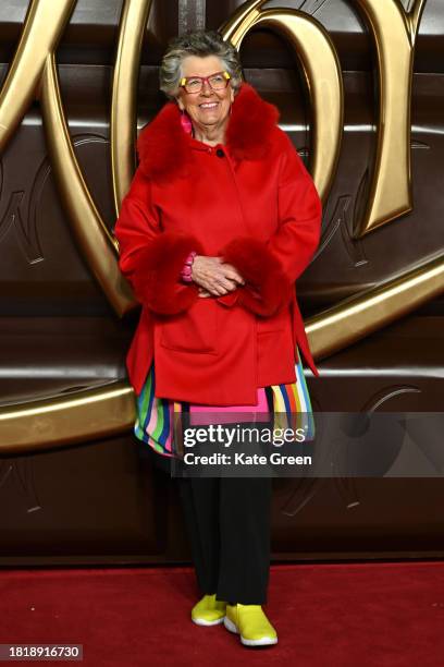 Prue Leith attends the "Wonka" World Premiere at The Royal Festival Hall on November 28, 2023 in London, England.