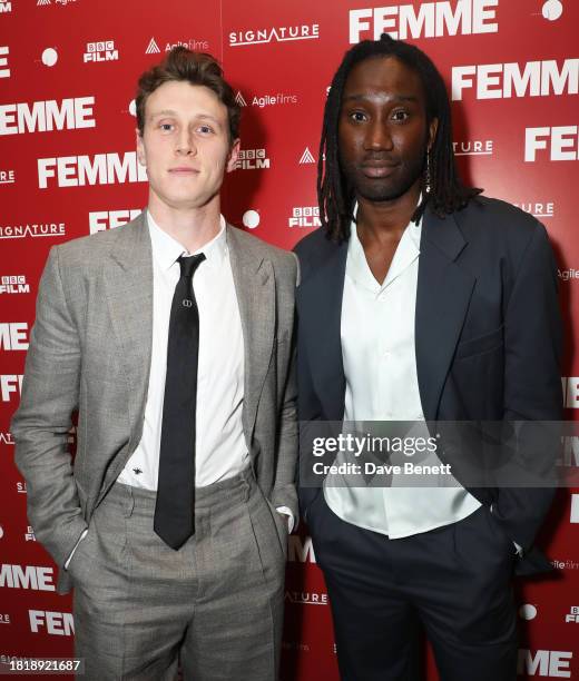 George MacKay (Land Nathan Stewart-Jarrett attend the Gala Screening of "Femme" at the Rio Dalston on November 28, 2023 in London, England.