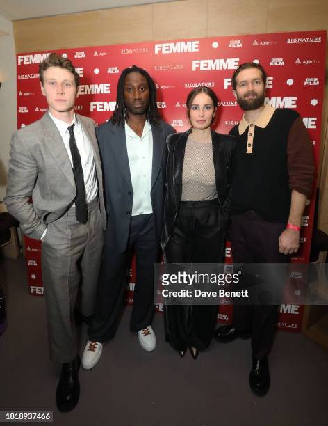 George MacKay, Nathan Stewart-Jarrett, Heida Reed and Sam Ritzenberg attend the Gala Screening of "Femme" at the Rio Dalston on November 28, 2023 in...