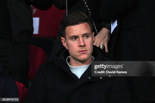 Marc-Andre ter Stegen of FC Barcelona looks on in the stands prior to the UEFA Champions League match between FC Barcelona and FC Porto at Estadi...