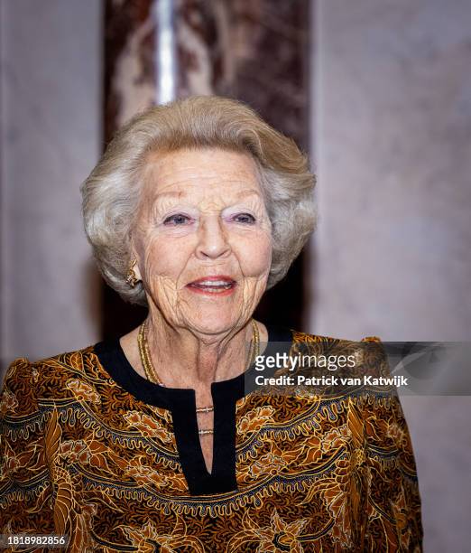 Princess Beatrix of The Netherlands during the Erasmus Prize award ceremony at the Royal Palace Amsterdam on November 28, 2023 in Amsterdam,...