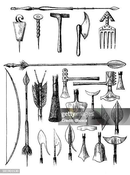 afrikanischer tools und waffen - spear stock-grafiken, -clipart, -cartoons und -symbole