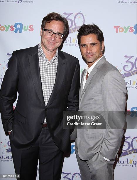 Actors Bob Saget and John Stamos attend The Starlight Children's Foundation's 30th Anniversary Gala at the Skirball Cultural Center on September 25,...