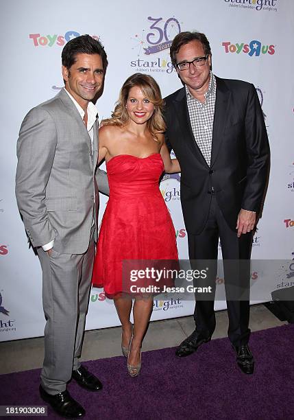 Actors John Stamos, Candace Cameron Bure and Bob Saget attend The Starlight Children's Foundation's 30th Anniversary Gala at the Skirball Cultural...