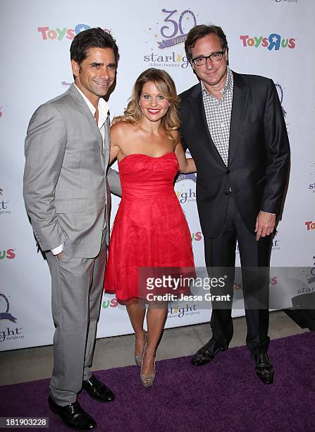 Actors John Stamos, Candace Cameron Bure and Bob Saget attend The Starlight Children's Foundation's 30th Anniversary Gala at the Skirball Cultural...