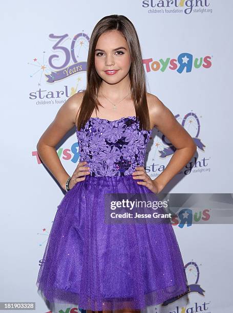 Actress Bailee Madison attends The Starlight Children's Foundation's 30th Anniversary Gala at the Skirball Cultural Center on September 25, 2013 in...