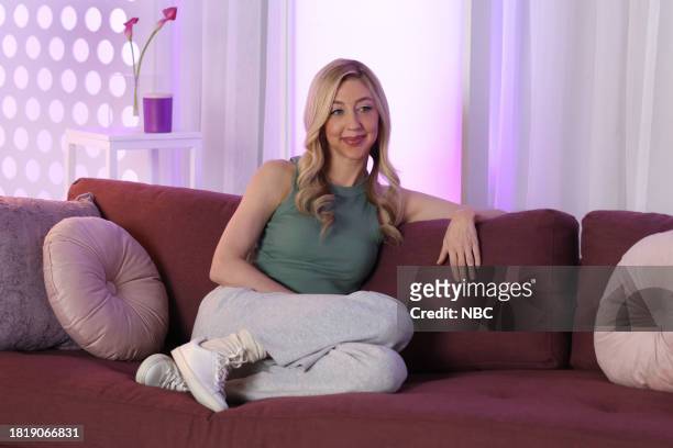Emma Stone, Noah Kahan" Episode 1850 -- Pictured: Heidi Gardner during the "New Skincare Product" sketch on Saturday, December 2, 2023 --