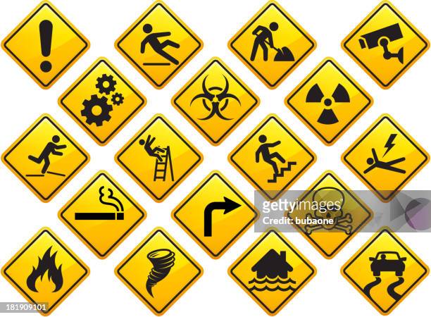 caution and attention signs set - serious stock illustrations