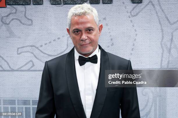 Spanish singer Alejandro Sanz attends "BERLIN" premiere at Palacio de Cibeles on November 28, 2023 in Madrid, Spain.