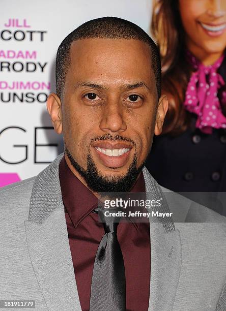 Actor Affion Crockett arrives at the Los Angeles premiere of 'Baggage Claim' at Regal Cinemas L.A. Live on September 25, 2013 in Los Angeles,...