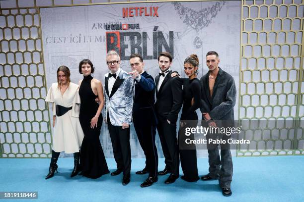 Itziar Ituño, Michelle Jenner, Tristán Ulloa, Pedro Alonso, Julio Peña, Begoña Vargas and Joel Sánchez attend "BERLIN" premiere at Palacio de Cibeles...