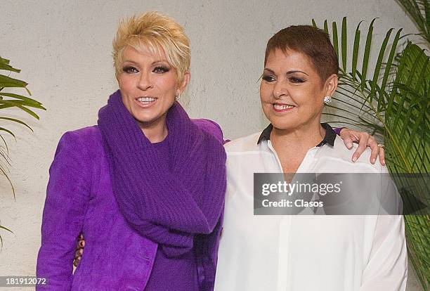 Mexican singers Yuri and Lupita Dalessio attend a press conference to announce their next concert on September 25, 2013 in Mexico City, Mexico.