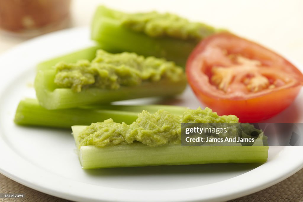 Guacamole in Celery Sticks