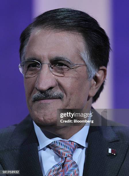 Sheikh Abdullah Al Thani, chairman of Ooredoo Qsc, listens during the annual meeting of the Clinton Global Initiative in New York, U.S., on Thursday,...