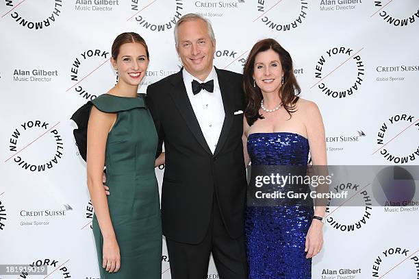 Margaret Tudor, Bobby Tudor and Phoebe Tudor attend New York Philharmonic 172nd Season Opening Night Gala at Avery Fisher Hall, Lincoln Center on...