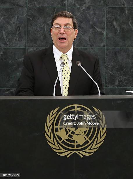 Cuban Foreign Minister Bruno Rodriguez Parrilla speaks at the High-Level Meeting on Nuclear Disarmament at the United Nations on September 26, 2013...