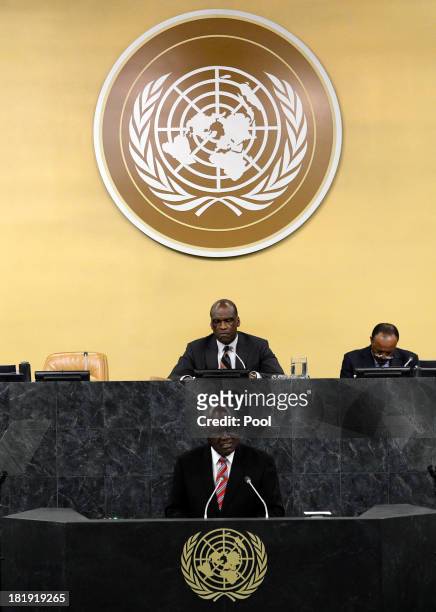 President of the Republic of Namibia Hifikepunye Pohamba addresses the 68th United Nations General Assembly at U.N. Headquarters on September 26,...