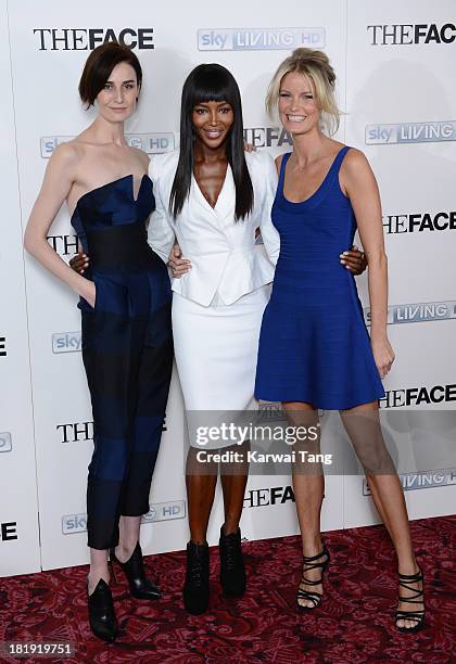 Supermodels Erin O'Connor, Naomi Campbell and Caroline Winberg arrive for a special screening and Q&A session of their new TV show 'The Face', held...