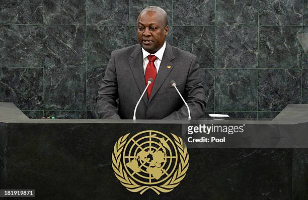 President of the Republic of Ghana John Dramani Mahama addresses the 68th United Nations General Assembly at U.N. Headquarters on September 26, 2013...
