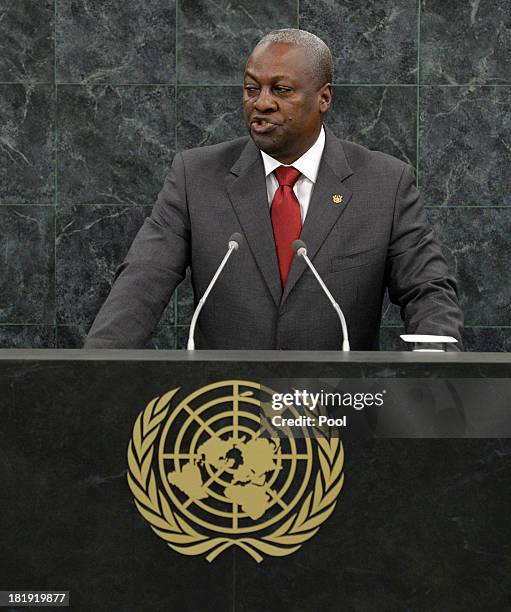 President of the Republic of Ghana John Dramani Mahama addresses the 68th United Nations General Assembly at U.N. Headquarters on September 26, 2013...